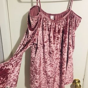 Pink Velvet Off-The-Shoulder Top